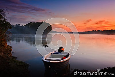 Sunrise on Danube Delta Roamania Stock Photo